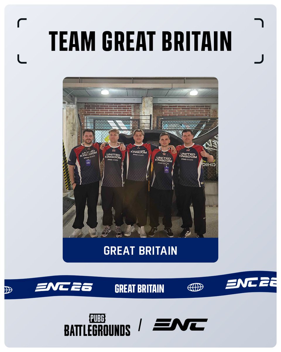 TeamGBR_Esports's tweet photo. Great Britain's PUBG team, taking part in next weekend's EMEA qualifier for ENC!

You may recognise them from PUBG Nations Cup 👀

@FexxFPS 
@vardFPS 
@mykLe_ 
@TeaBoneTV 
@MiracU (Coach)
@JoeHaylock (Sub) https://t.co/8RTxVTiMOU
