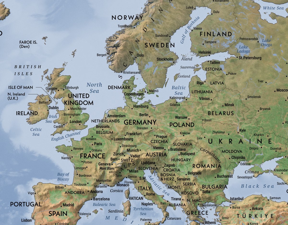 verygoodmaps's tweet photo. World map with Gall projection progresses nicely. I went for a particular look, my geography books from early school years. I don't have a sample of that at hand, but this is how I remember them. They looked so interesting back then and still do.
#geospatial #worldmap #GIS #map https://t.co/DZ1irQqFMK