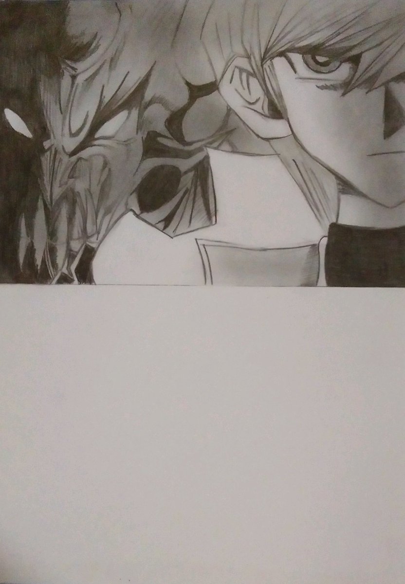 Saga_0413's tweet photo. シャーペンだけで「海馬＋オベリスク」ここまで描けたよ～
下半分は「遊戯＋オシリス」描く予定
もちろんシャーペンだけで勝負(｀･ω･´)ゞ

・・・ここまでだけでも結構しんどかったんですがｗ https://t.co/3di0iFv5XZ