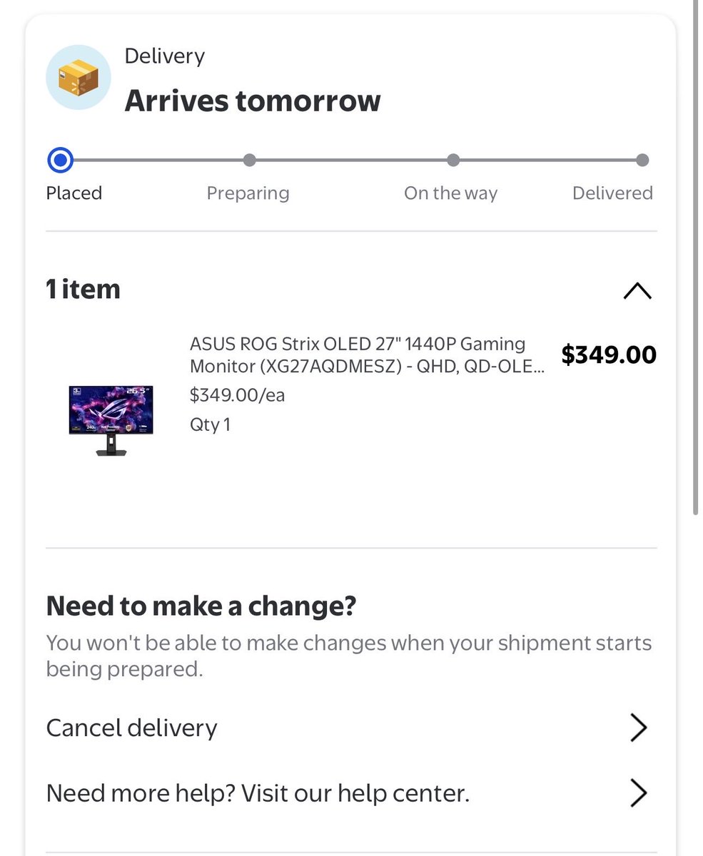 boujeejv's tweet photo. @GlitchedDeals Holy shit I never hopped on a deal so fast. Y’all are forreal GOAT’d for this one. Can’t beat this price for an ASUS 240Hz let alone an OLED! Original MSRP at $700, Newegg and Amazon both still listed at $599. This a major W, big thank you! https://t.co/Qfuo2J5oBv