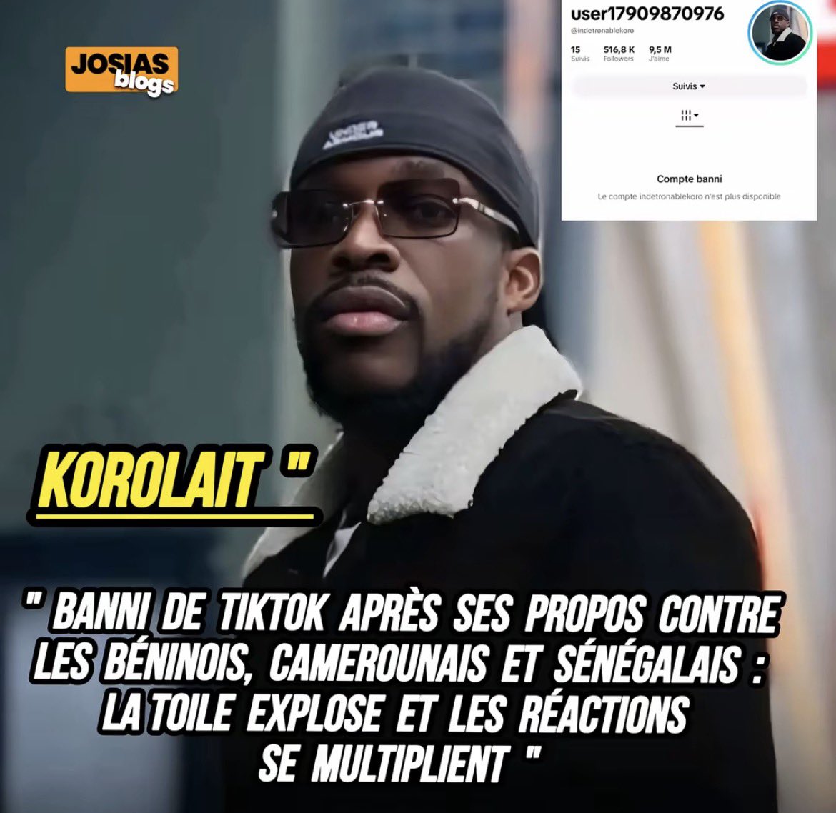 EmmanuelZebaze_'s tweet photo. 🚨 Mercredi, on a fait un live avec 16 000 personnes contre cet Ivoirien qui insulte les Camerounais et les menace de ne plus mettre les pieds en Côte d’Ivoire sinon…

On a signalé le compte de Korobeau (516 892 abonnés) jusqu’à ce que TikTok le bannisse.

Hier, Bilal a partagé son nouveau compte pour demander à ses abonnés de s’abonner. Il était déjà à 25 000, on l’a signalé jusqu’à ce qu’il soit banni.

Toute personne qui répète ce que cet individu a dit aux Camerounais, on lance un live national de signalement sur son compte.

In Cameroon, we don’t take bullshit! ✅