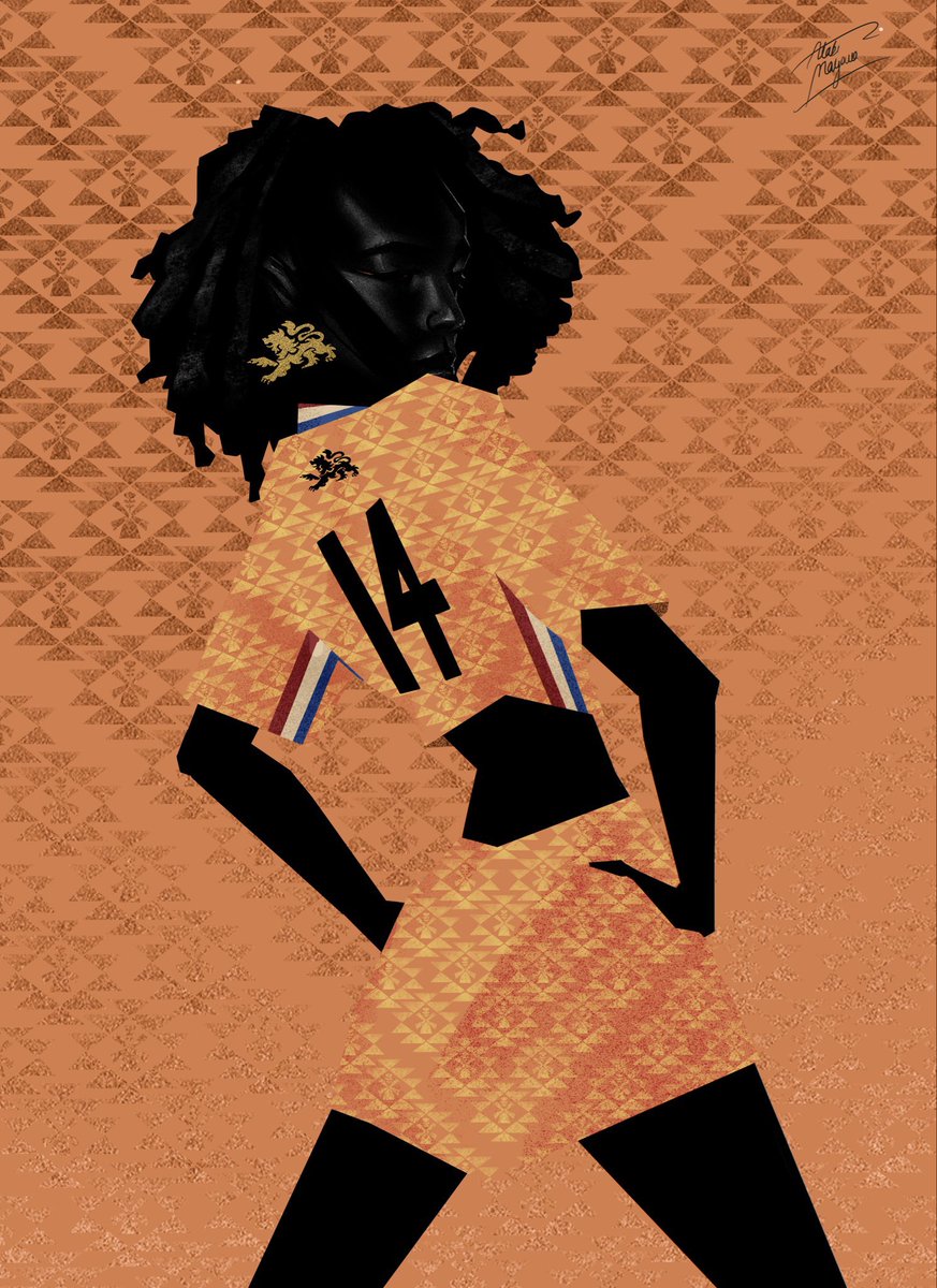 Shutabug's tweet photo. The pattern work on my last painting was inspired by this classic Dutch jersey. https://t.co/PUgn2w2rE7