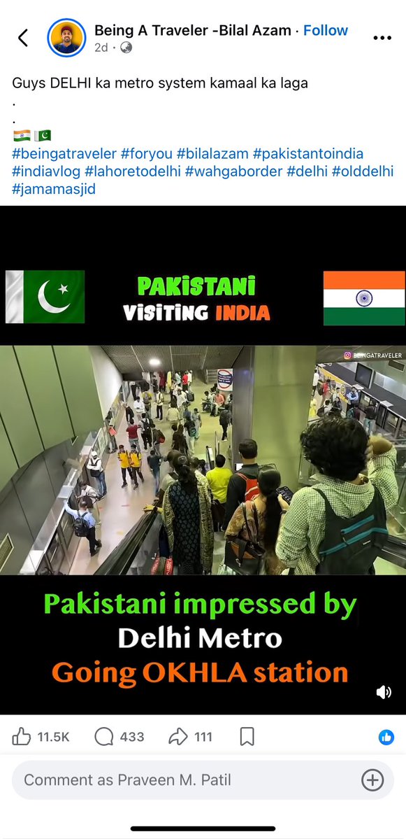 praveen2016's tweet photo. @PMOIndia @narendramodi @HMOIndia 

https://t.co/jMcjLHxnPi
Please note this person is from Pakistan and taking videos and creating vlogs of Indian cities. Please keep eye on this person. https://t.co/7Fd6lguvXR