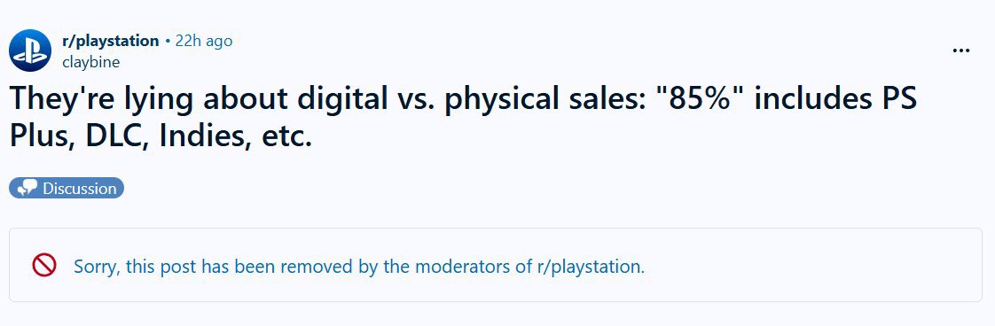 GTAVIBES_FR's tweet photo. PlayStation se met à faire bloquer les commentaires qui les accuseraient de mentir sur les stats des ventes en digital. 

Faites attention à tous les journalistes français spécialisés dans le JV, ils manipulent les chiffres. https://t.co/VZWi5WeEGZ