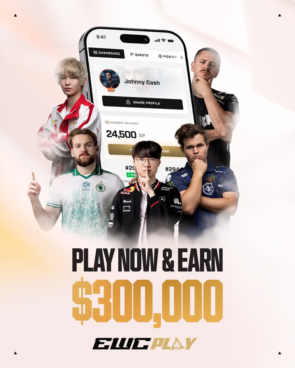 EWC_EN's tweet photo. Think you know esports better than anyone else?

With EWC Play, build your Fantasy roster, predict the action, complete quests and compete for a share of $300,000! https://t.co/4sIf9drhxP