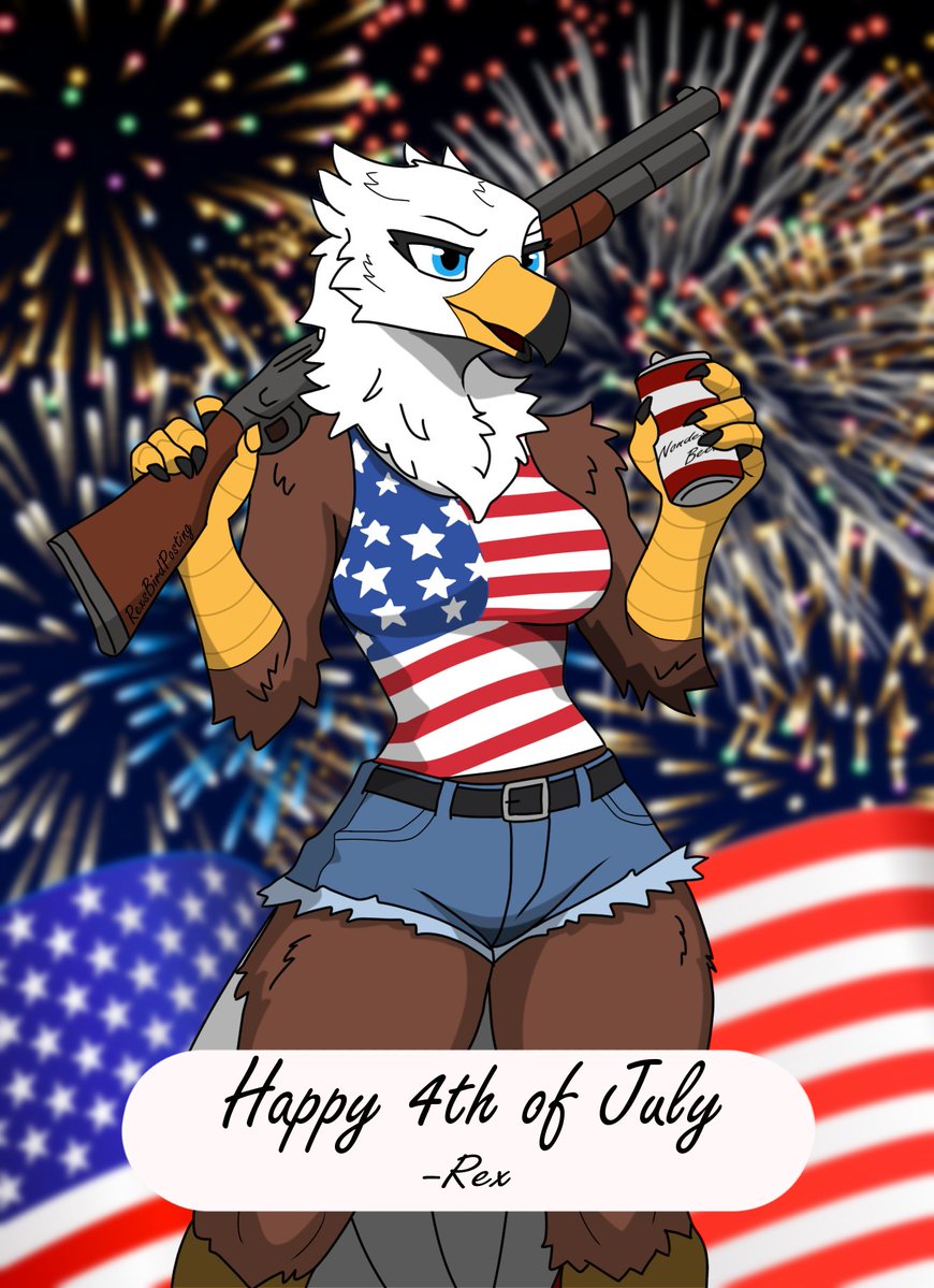 RexsBirdPosting's tweet photo. Happy 4th of July everyone. Enjoy a hot dog, some family, and most importantly, keep all your fingers. Also, enjoy the land of the free, because of the brave.

#USA250
#FreedomOrNothing 
#furryㅤㅤㅤ https://t.co/jiVS50RkIC