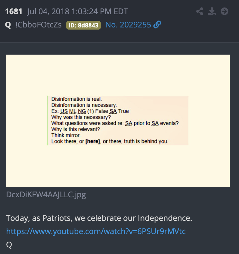 illuminate_741's tweet photo. Today, as Patriots, we celebrate our Independence. 🇺🇸⚖️✝️🪞⏱️⏲️⏰🧨💣💥🐏
#gamestop #gameover #whoisQ
cc: @TheRoaringKitty https://t.co/uwvye4ZNq7
