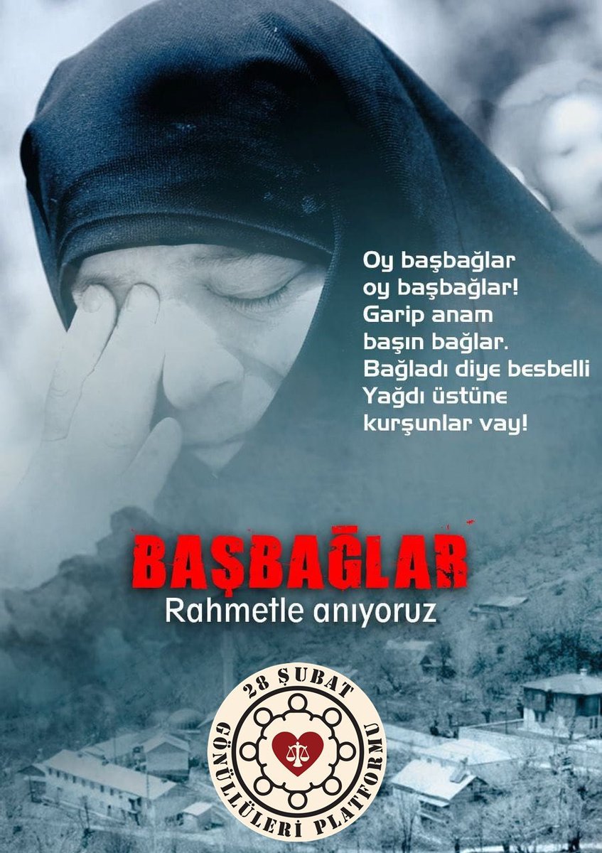 28subatgonullu's tweet photo. 5 Temmuz 1993...

Milletimizin hafızasında silinmeyecek acılardan biri olan Başbağlar Katliamı'nın yıl dönümünde, hunharca katledilen 33 masum vatandaşımızı ve köyü savunurken şehit düşen kahramanlarımızı rahmet, minnet ve dualarla yâd ediyoruz.

Başbağlar'da hedef alınan sadece canlar değil; birlik, kardeşlik ve huzur iklimiydi. 
Ancak bu aziz millet, acılar karşısında boyun eğmemiş, kardeşliğine ve ortak geleceğine sahip çıkmıştır.

28 Şubat Gönüllüleri Platformu olarak; Başbağlar şehitlerimizi unutmadığımızı, unutturmayacağımızı bir kez daha ifade ediyor, Rabbimizden tüm şehitlerimize rahmet, ailelerine sabır diliyoruz.

Ruhları şad, mekânları cennet olsun.

#28SubatHakTelafi 
#Başbağlar 
#BaşbağlarKatliamı 
#Unutmadık #ŞehitlerimiziRahmetleAnıyoruz