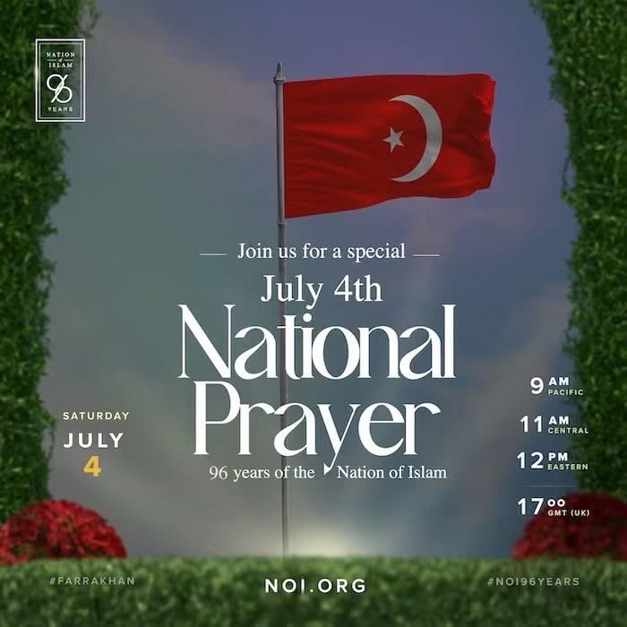 BBBlocksPodcast's tweet photo. Join us for a special July 4th National Prayer
11AM CT | https://t.co/i6Cf1NpkNf 🎺

#finalcallnewspaper #nationofislam #independenceday https://t.co/E12MubU2wv