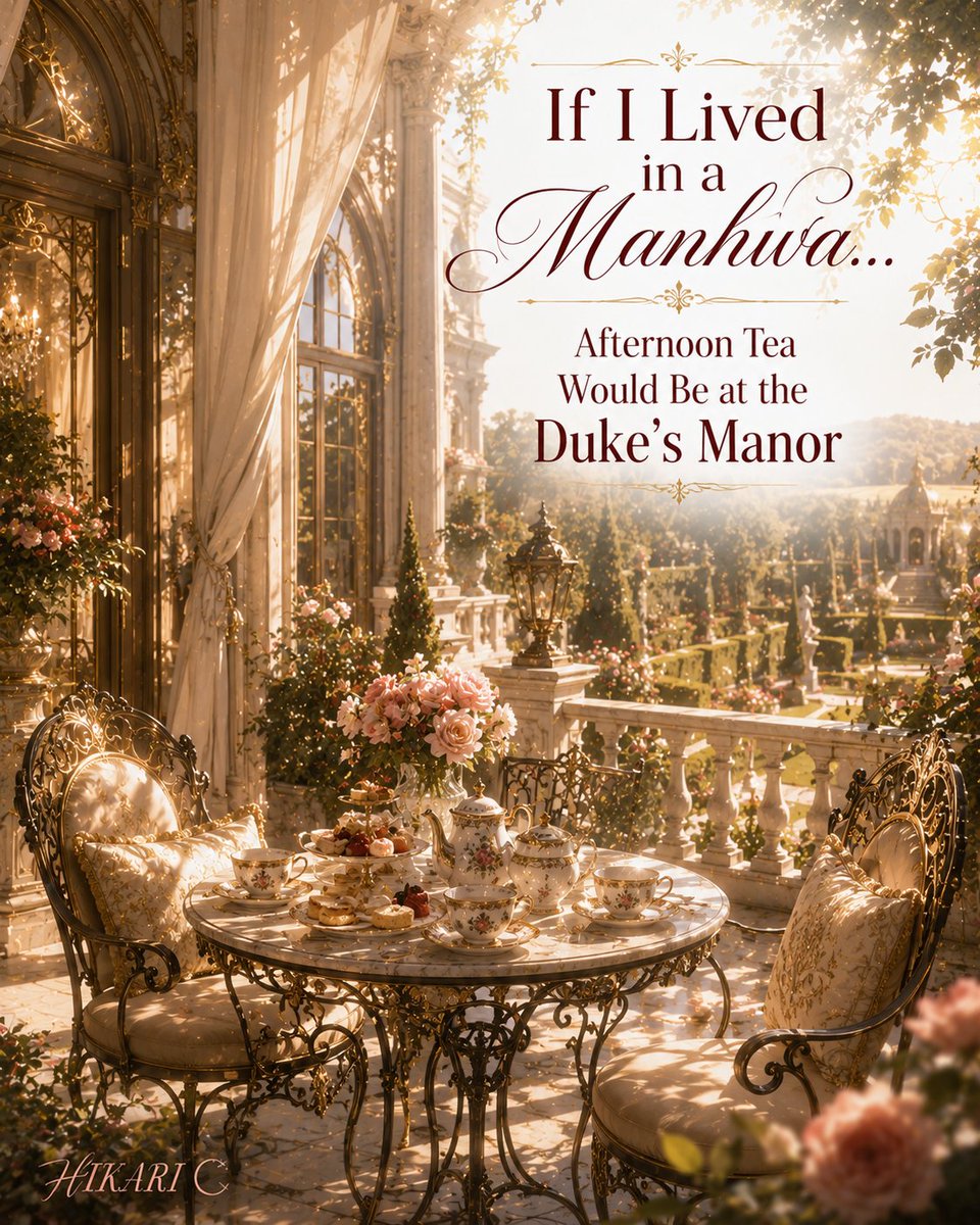 HikariCale's tweet photo. ✨ If I lived in a manhwa...

🏰 The Duke's Residence.
🌹 Morning in the courtyard.
☕ Afternoon tea on the terrace.
✨ Every hallway tells a noble story.

A place I'd never want to leave. 🤍

#Manhwa #RomanceFantasy #AIArt #FantasyAesthetic #KoreanManhwa #DreamHome #AIGenerated https://t.co/CkqPMKRGy7