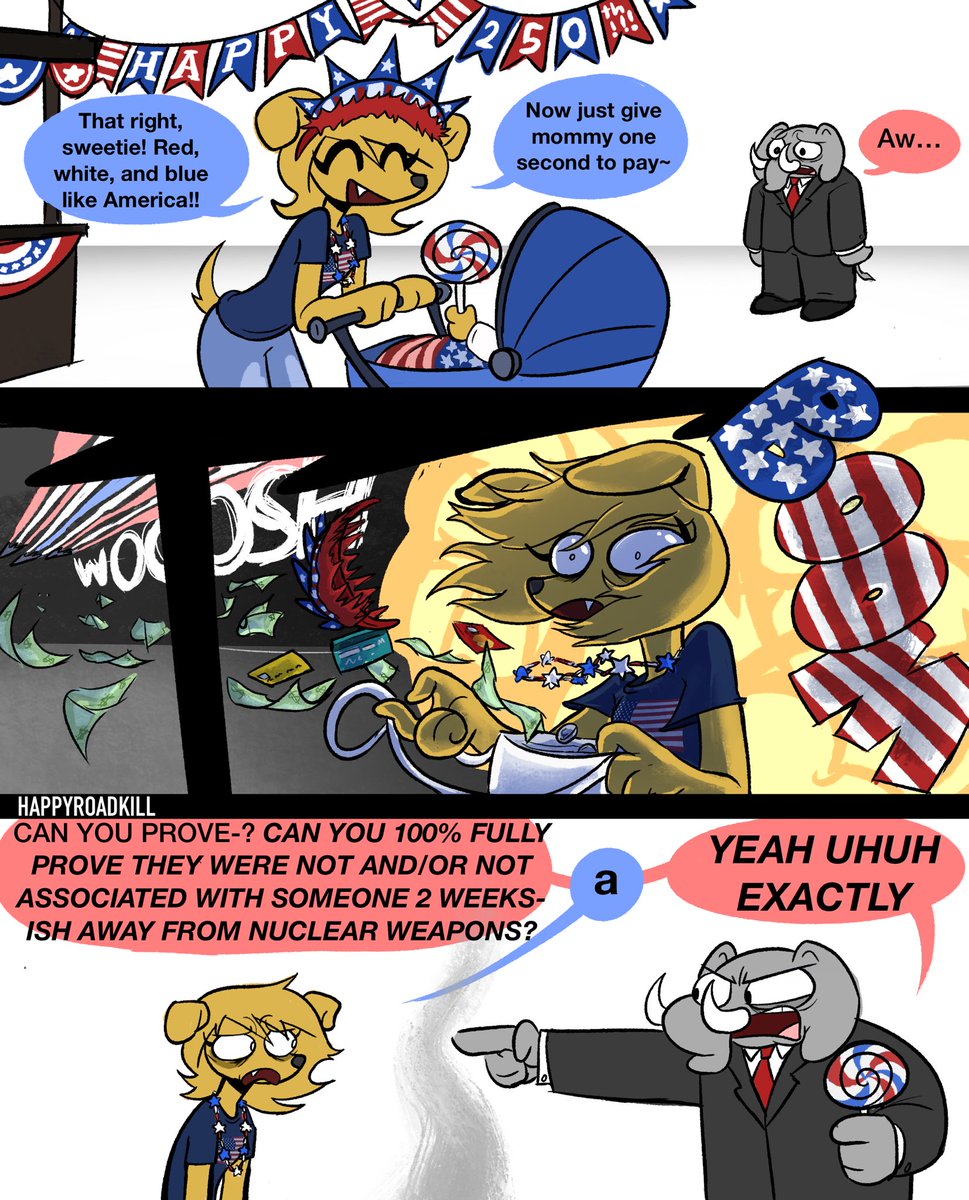 happyroadkill's tweet photo. I didn’t wanna let America’s big 250th pass without making a classic roadkill political comic which may have come out more dark than funny in retrospect which my b https://t.co/spVDU1tFvJ