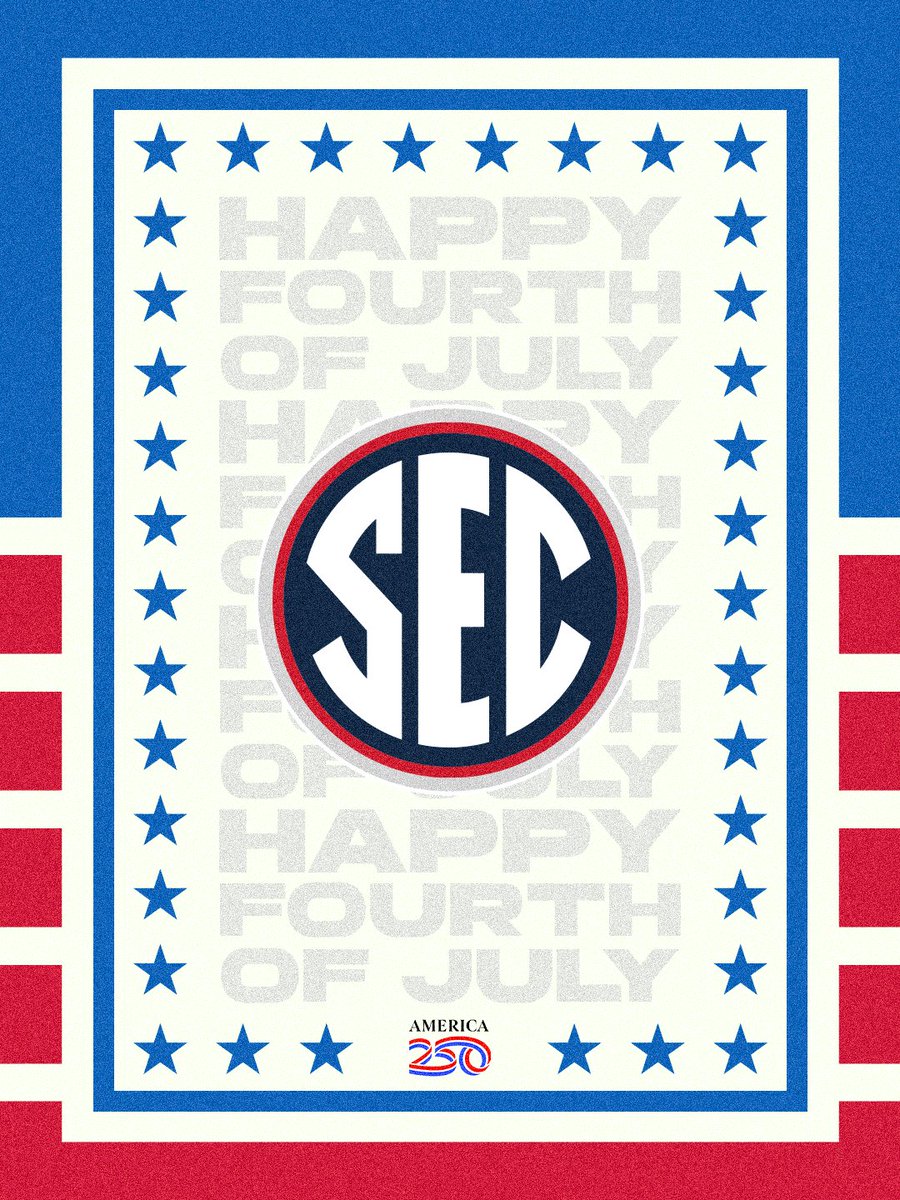 SEC's tweet photo. Happy Fourth, y'all. 🇺🇸

Wishing our communities across the @SEC a safe and patriotic holiday!

#ItJustMeansMore https://t.co/El2enESxkg