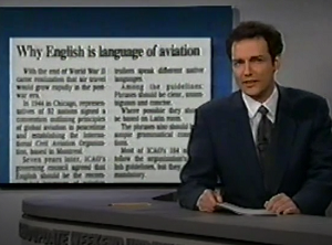 NormSNLJokes's tweet photo. In an interview last week, administrator of the F.A.A., David R. Hinson, explained why English is the only language used by pilots around the world.

It turns out all the other languages are weird. https://t.co/KWmK2tkOPj