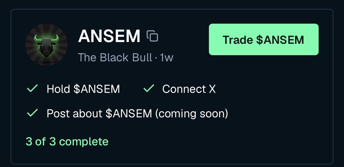 mdsamiulbaser's tweet photo. 🔥 Love how simple the @BullpenFi campaign is for $ANSEM holders!
➜ Connect wallet, hold $ANSEM, and keep posting about it.
🚀 Community is growing fast—early entry makes a big difference @blknoiz06!
Offer ​Link: https://t.co/5IJryFMu0G https://t.co/I3fSYKawxX