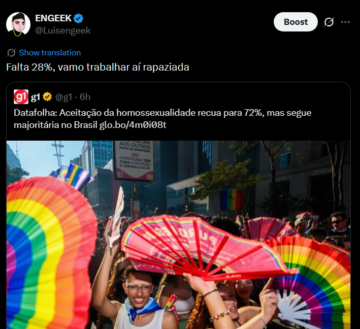Luisengeek's tweet photo. Fui tentar fazer uma piada homofóbica, interpretei errado e acabei apoiando eles...      Hj o dia vai ser daqueles 😔 https://t.co/6K5hejcGw4