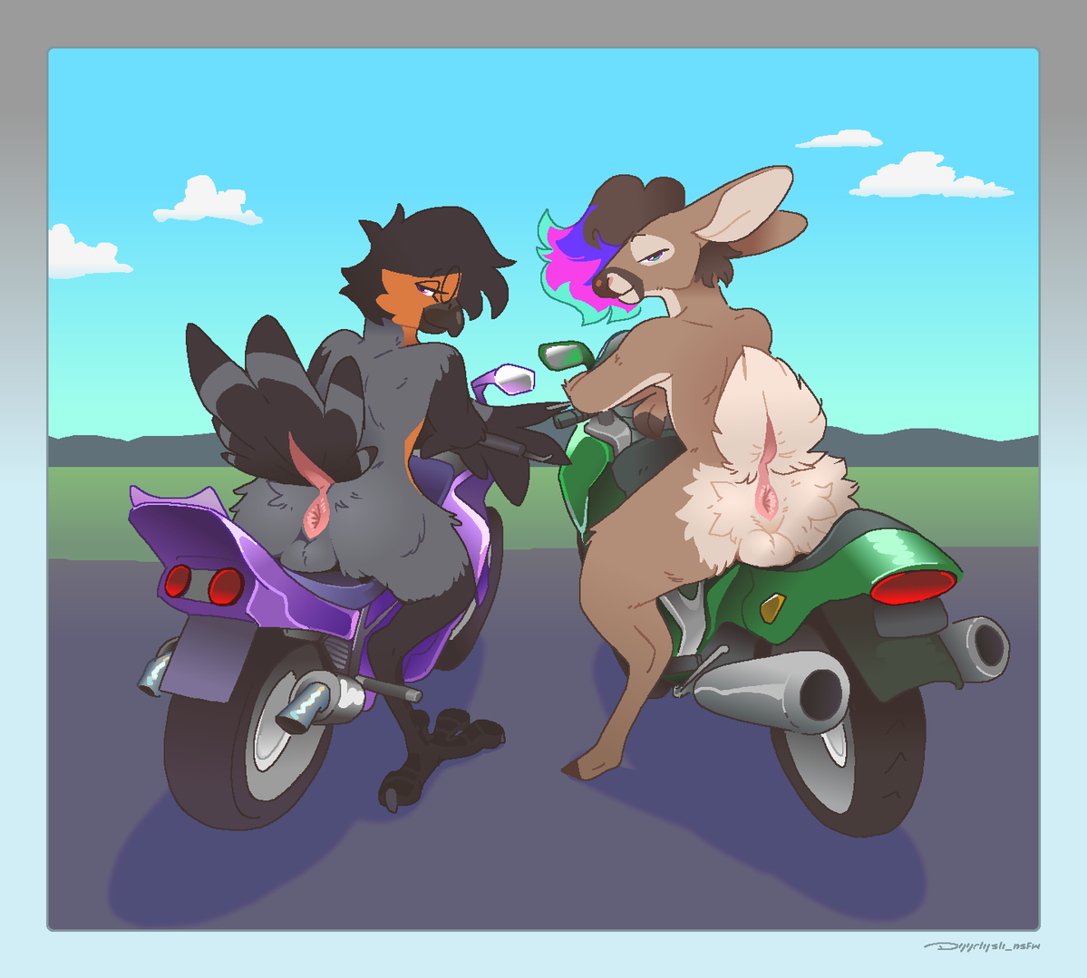 dyyrlysh_nsfw's tweet photo. me and @\percybird on 🟦-site wanted to take some sick bikes on a test ride... how do we look?~ :3 https://t.co/FXneRLQHnH