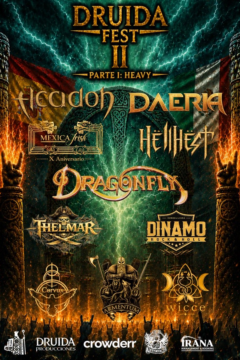 DragonflyBand's tweet photo. 🇲🇽 ¡México, nos vemos pronto! 🇲🇽

Dragonfly estará en el Druida Fest II el próximo 21 de noviembre en Guadalajara, Jalisco. 🤘🔥

Una noche de heavy metal que promete ser inolvidable.

¿Quién estará allí con nosotros? 🐉⚔️

#Dragonfly #DruidaFest #Guadalajara #Mexico https://t.co/0bGQWCiNiz