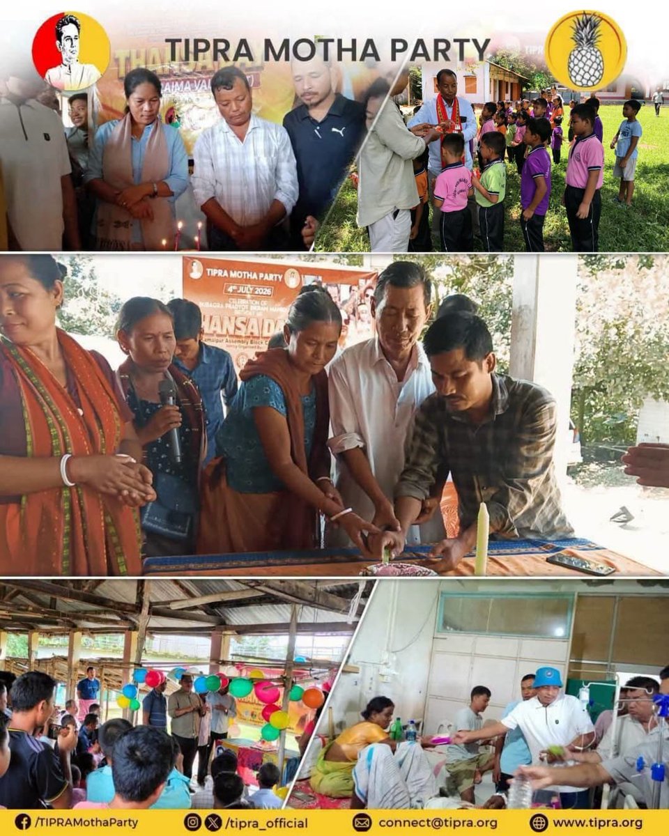 tipra_official's tweet photo. @PradyotManikya honoring the very principle he stands for - Thansa (Unity).
Long Live Bubagra! Long Live Thansa!
#HappyBirthdayBubagra
#ThansaDay #TIPRA #TIPRAsa #Thansa
#OneNorthEast
(2/2) https://t.co/GVga7O8EQx