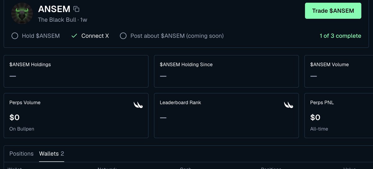ver0x77's tweet photo. imported my wallet to @BullpenFi but $ANSEM balance is not showing? Anyone else running into this issue? https://t.co/6qfrl6DLXD