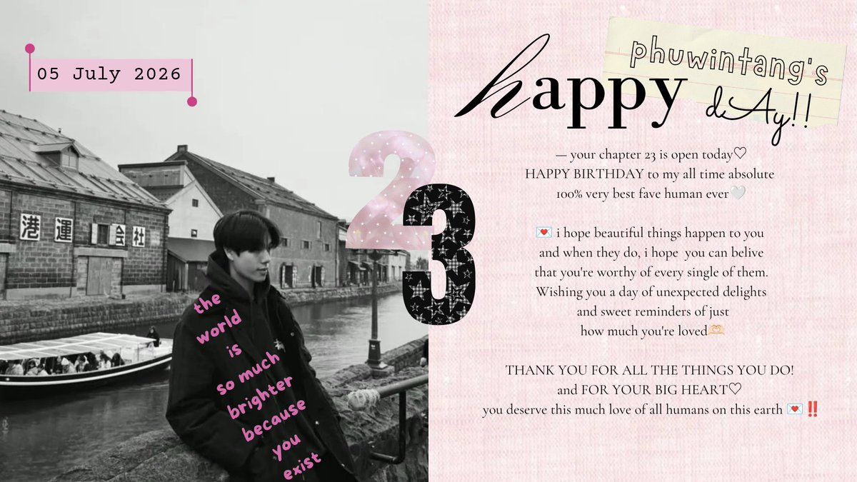 samobitz's tweet photo. more life, more love, and more memories💗
may ur 23 be filled with happiness, success and love𓏲⋆ ִֶָ ๋𓂃 ⋆ 

OUR STAR PHUWIN 23rd
#23rdHoneyThePHUWINDay https://t.co/HYB5eHuyp8