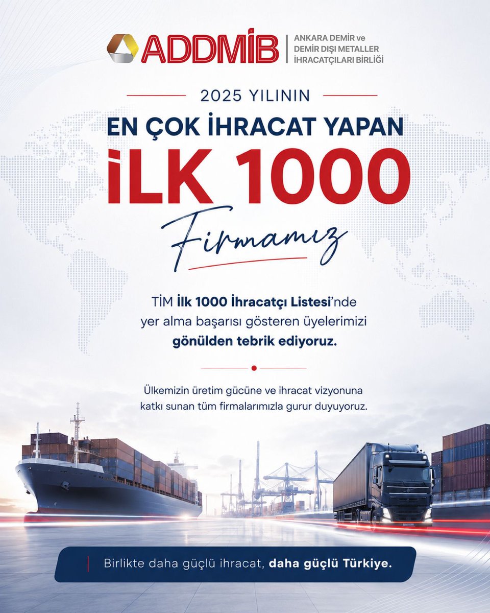 mepexofficial's tweet photo. TİM İlk 1000 İhracatçı Listesi’nde yer alma başarısı gösteren üyelerimizi tebrik ediyoruz.

Birlikte daha güçlü ihracat, daha güçlü Türkiye.

#TürkiyeİhracatlaYükseliyor #ADDMİB #İhracatınGücü #İşimizÜretimGücümüzİhracat https://t.co/gb8rY8eaXp