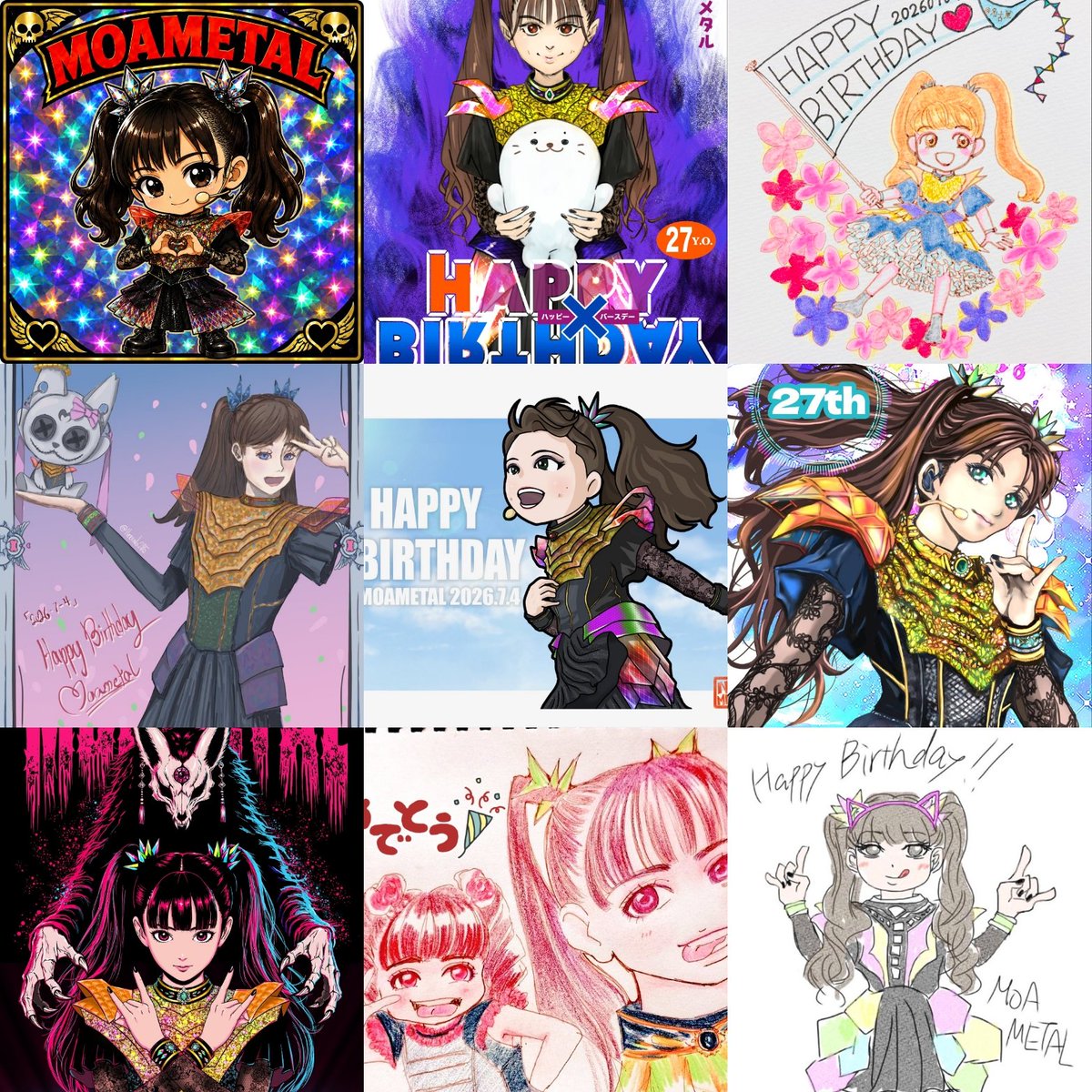 EireOrca's tweet photo. Well done to all the creative #BABYMETAL fans who made #babymetal_fanart to celebrate #MOAMETAL's birthday ❤️🎨🦊 https://t.co/isXr5yN7VY