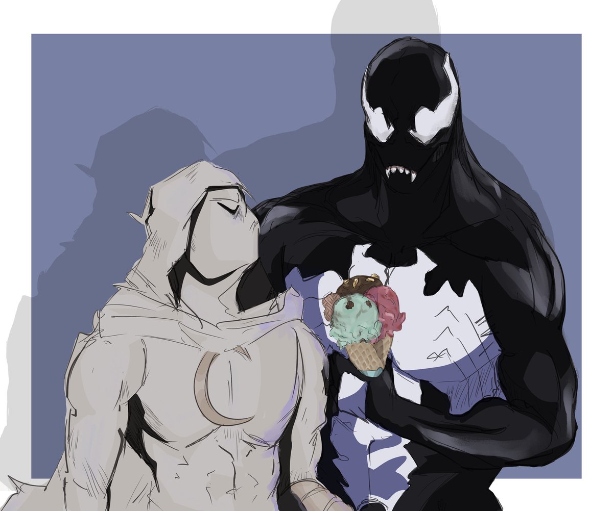 AngelicConsul's tweet photo. Mark calm down it’s not that serious #marvel #moonknight #venom https://t.co/pshRIueYor
