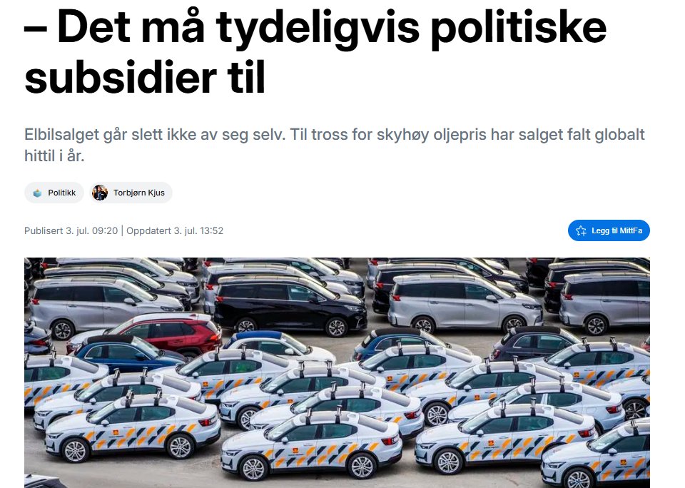 JanHerdal's tweet photo. Jøss. Hvem kunne ha ant at elbilsalget er avhengig av statlige subsidier? USA ned 33 prosent. Kina, verdens største elbilmarked, ned 22 prosent hittil i år. https://t.co/VSOnYGKyCF https://t.co/4Q0B9pVPXY