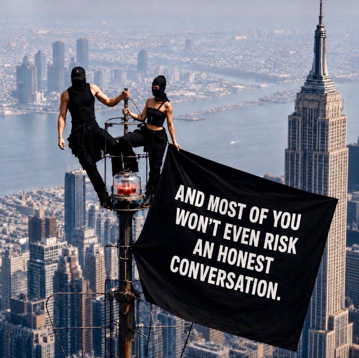 worthendave1's tweet photo. You don’t need to climb a building. But you might need to climb out of whatever bunker you’ve built inside your own marriage. And that takes more guts than any skyscraper. ~Dave https://t.co/9VlbOtbBwm