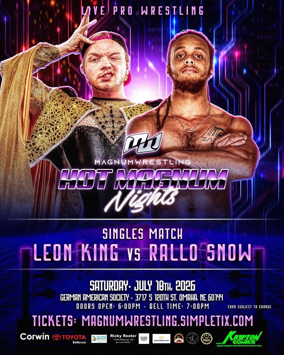 MAGNUMWRESTLING's tweet photo. While you’re shooting fireworks tonight, we’re prepping for an explosive night of our own! 7-18, we return to the German American Society for Hot Magnum Nights, and we’ve already announced 4 matchups and there’s still more to come! 

Happy 4th, Militia!

https://t.co/5nBayNYM3H https://t.co/CfUax4g9OX