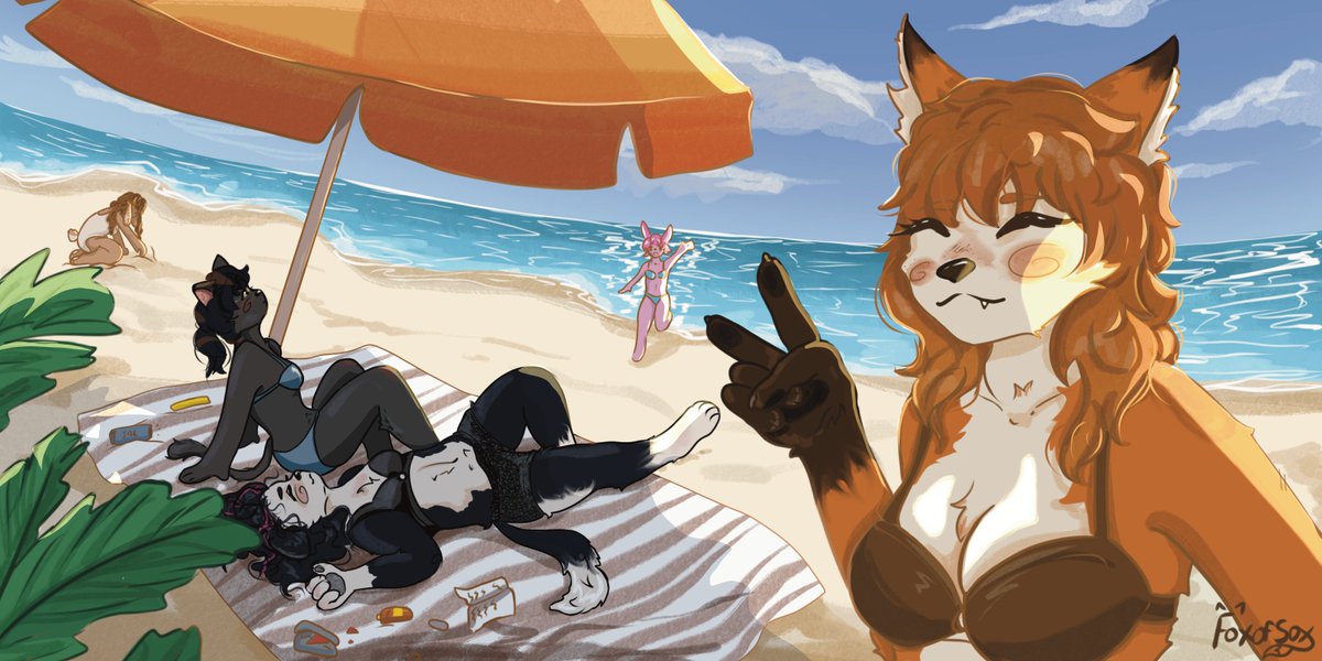 foxofsoxart's tweet photo. sox and friends at the beach! (shoutout OBX) https://t.co/9h609Jwgfx