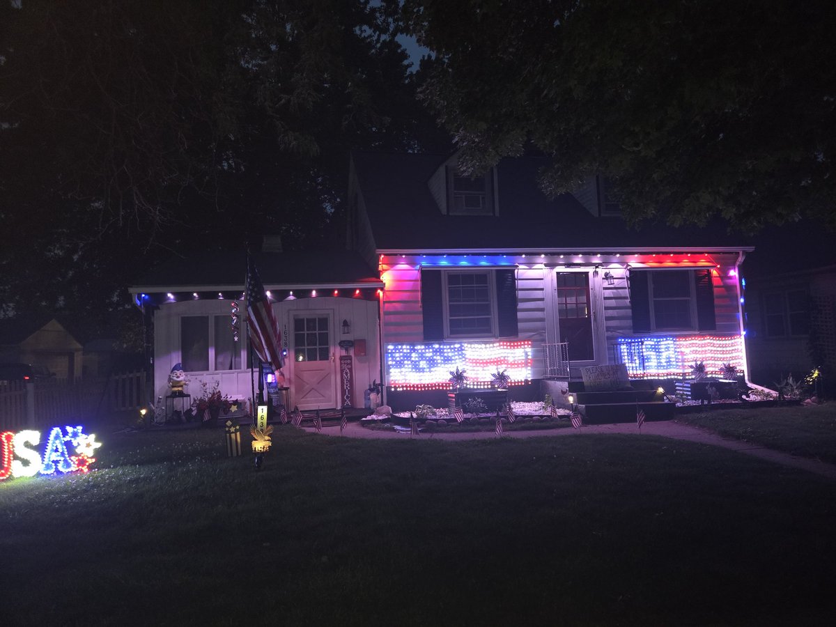 Trinka_me's tweet photo. My house says it all. Happy Birthday America.  We didn't get the 25 foot flag pole in time to put it up but its coming!!! Left or right of thw house? https://t.co/wWL0qqqSq0