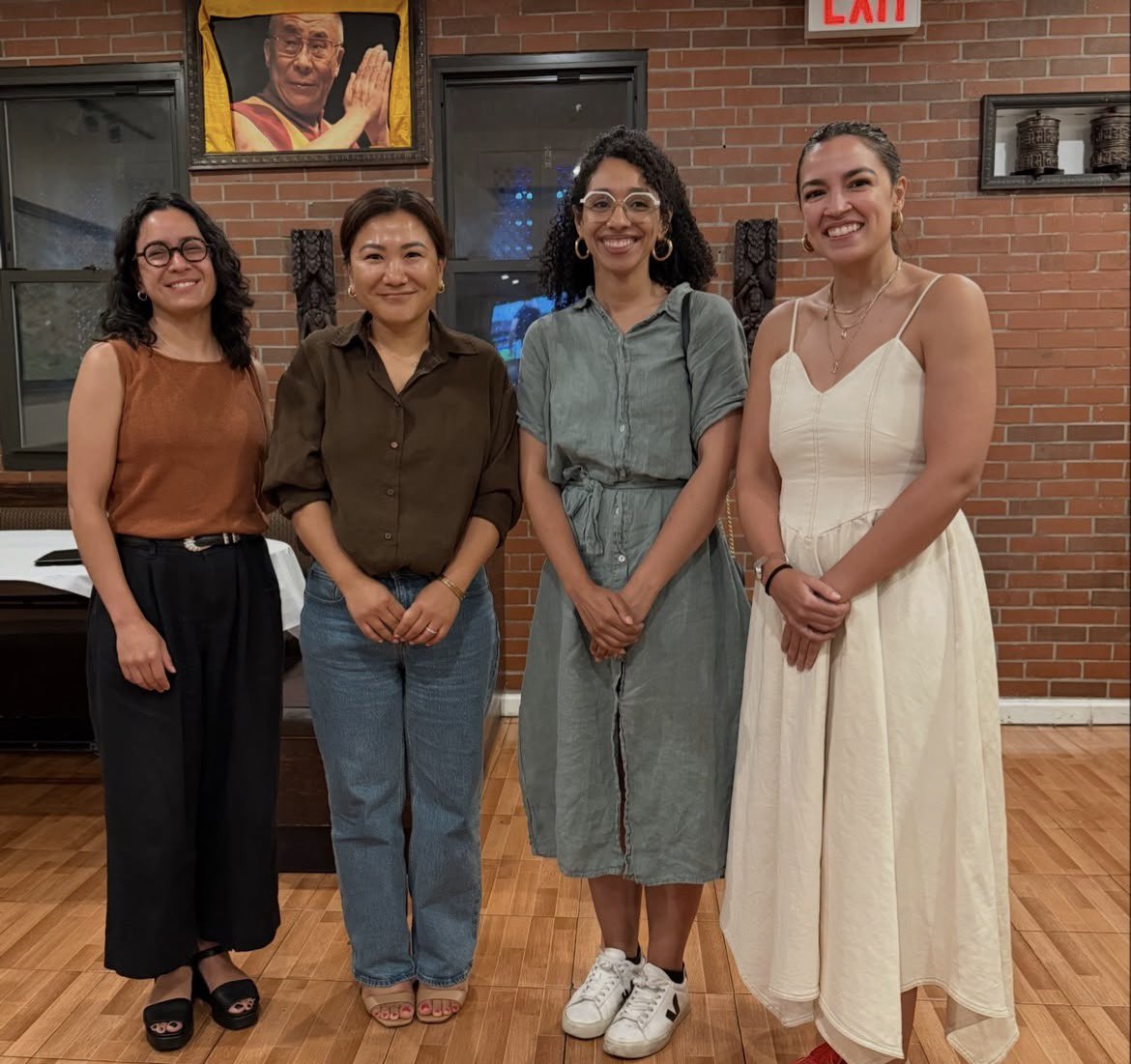 LeftyWinter's tweet photo. AOC, Claire Valdez, Darializa Avila Chevalier at Himalayan Yak in Jackson Heights. https://t.co/CGRmJdshBu