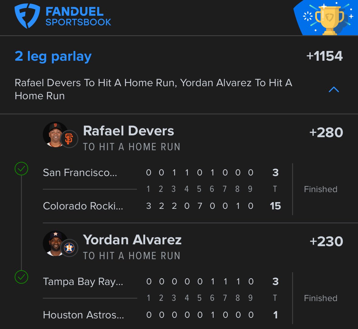 BetMigo's tweet photo. Anybody tail 🏆 #GamblingX #Fanduel #MLB https://t.co/HIuQurES2c