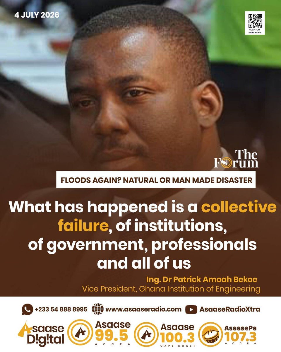 asaaseradio995's tweet photo. What has happened is a collective failure, of institutions, of government, professionals and all of us - Ing. Dr Patrick Amoah Bekoe,Vice-president, Ghana Institution of Engineering

#AsaaseRadio #AsaaseNews | #AsaaseDigital #TheForum https://t.co/H86sBHfSk6