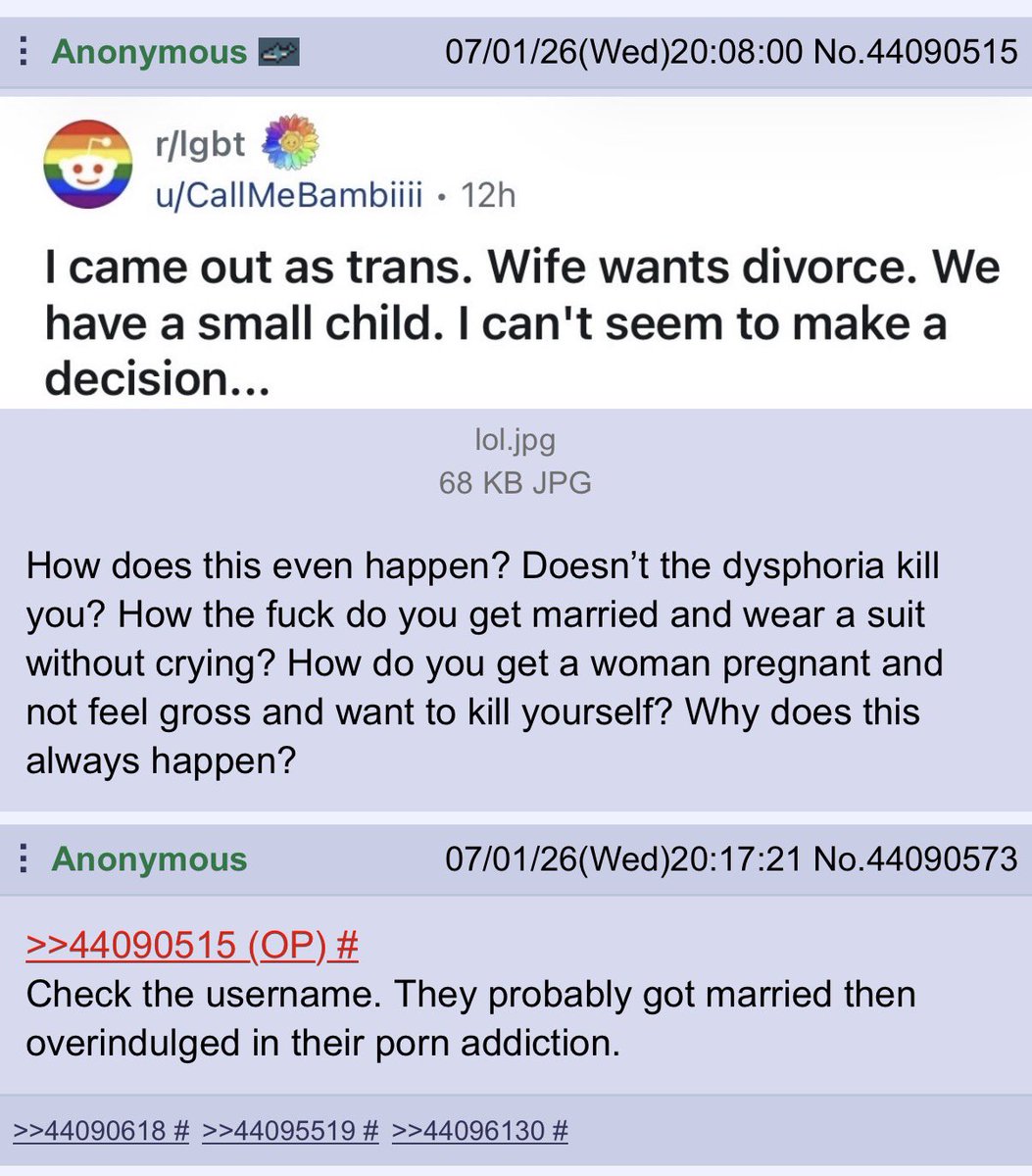 MicroDoseHon's tweet photo. I unironically believe that if you troon out on a wife and kids, you are subhuman. https://t.co/H5Tq6Uu00T