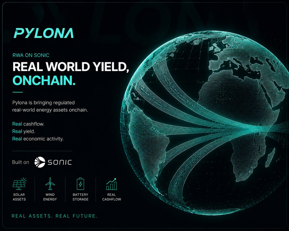 _Crrown's tweet photo. When @MattVisser mentioned RWA in his recent update, I don't think it was just another buzzword.

Projects like @PylonaRWA show what that vision could actually look like. 🏛️

For years, most DeFi yield has come from the same sources:

🔹Trading fees
🔹Lending activity
🔹Token emissions

They're all tied to crypto market conditions.

When markets slow down, those yields often slow down too.

Pylona is taking a different approach.

This isn't just another yield protocol.

It's about bringing real economic activity onto @SonicLabs.

By tokenizing regulated renewable energy assets, the underlying yield is backed by cash flows generated from real-world infrastructure not solely by activity within the crypto market.

It creates a bridge between blockchain and the real economy.

It opens the door to new users.

New capital.
New industries.
And ultimately, new reasons to build on Sonic.

Of course, execution matters.
Trust matters.
Regulation matters.

Especially in RWA.

But if projects like Pylona execute well, they could become an important proof of concept for what's possible on $S.

If Sonic wants to become more than another DeFi ecosystem, RWA could become one of the most important pillars of its next chapter.