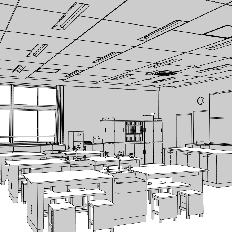 sozairoten's tweet photo. clipstudioの3D素材 理科室をクリスタのアセットストアで出しました。よくある普通の理科室です。当方の学校シリーズと同じ系統の建物の造りで制作していますので、合わせて使用しても違和感なく使えます。
https://t.co/bFPnPWTTlp https://t.co/zDw8WO3S4E