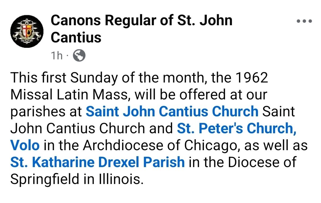 WalkingHymnal's tweet photo. MAJOR BREAKING NEWS: There has been a rollback of some of Cardinal Cupich's TC restrictions in Chicago. The Canons Regular had previously could only do the Ordinary Form on the first Sunday of the month. Hopefully this signals more TC rollback, including for the ICKSP. https://t.co/GOuSp7x26O