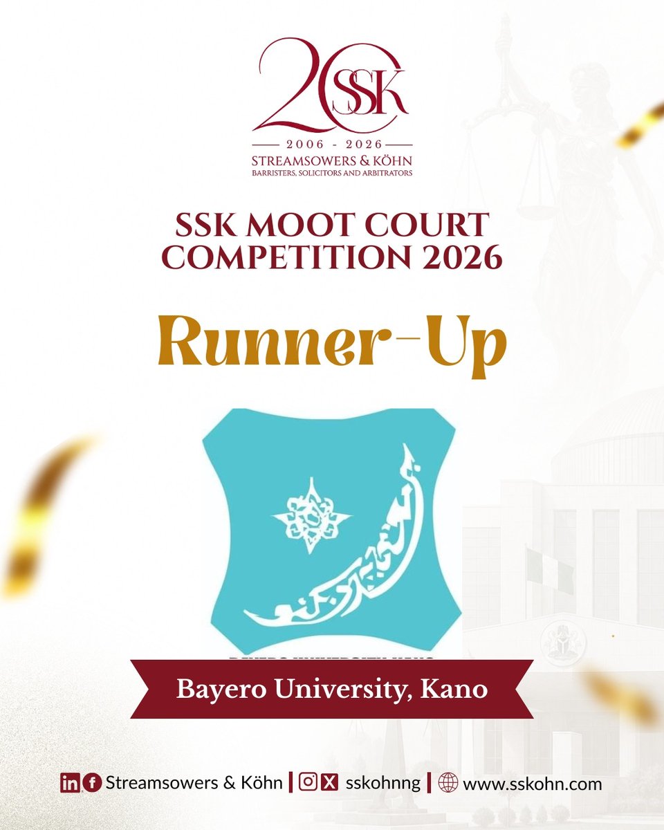 SSKohnNG's tweet photo. Congratulations to Bayero University, Kano, runner-up of the SSK Moot Court Competition.
#SSKMootCourtCompetition #CSRActivity #WeAreSSK https://t.co/2CufxlJAnO