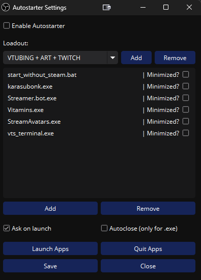 vertakinVT's tweet photo. Vtubers!! Heres a must have OBS plugin I use called "Autostarter" that lets you select what programs you want to automatically run when OBS is opened! I use this for all my VTubing and stream software to open for easy setup. I have quite a few 😅 https://t.co/fwqGfPfs8R