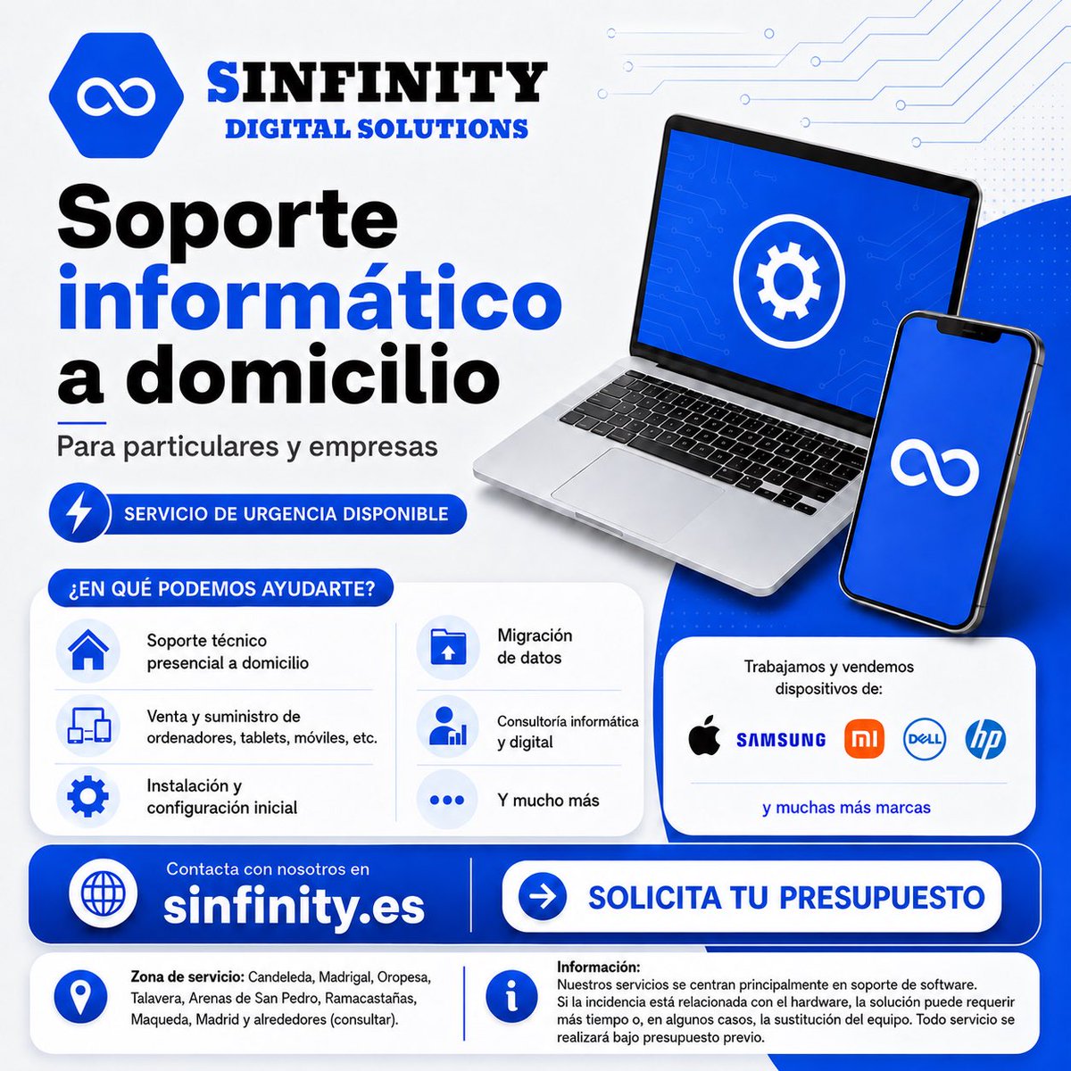 SinfinityDS's tweet photo. ¿Problemas con tu ordenador, móvil o tablet? 💻📱

Solicita tu presupuesto sin compromiso en:
🌐 https://t.co/7dy9AnCG7g

#Sinfinity #SoporteInformático #ServicioTécnico #SoporteTécnico #ConsultoríaDigital #Tecnología #Madrid #Talavera #Candeleda #Empresas #Particulares https://t.co/FXlzFUgSH9