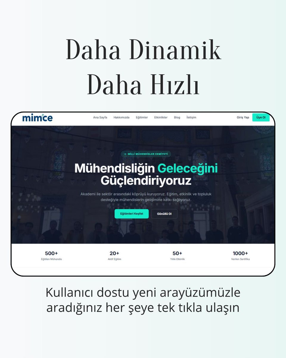 mimcemuhder's tweet photo. Dijital dünyadaki yeni yüzümüzle karşınızdayız! 🌐💻

Faaliyetlerimizi, projelerimizi ve vizyonumuzu çok daha yakından takip edebileceğiniz, yepyeni arayüzüyle web sitemiz yayında.

Hemen ziyaret edin ve MİMCE dünyasını keşfedin: 🔗 https://t.co/pzzkFHzsjw

#Mimce #Website https://t.co/sZZzbBlTJq