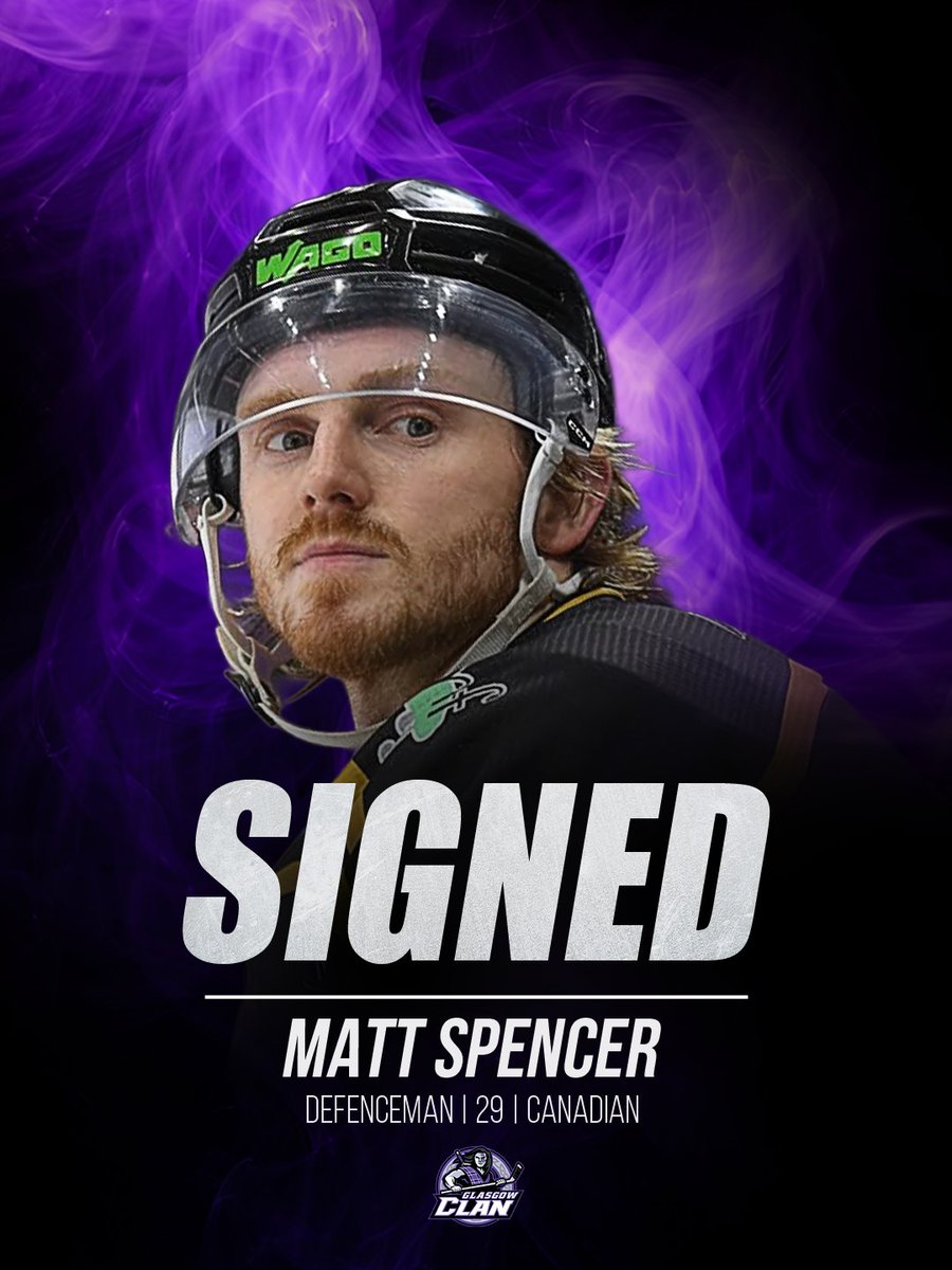 ClanIHC's tweet photo. ✍🏻 The Glasgow Clan is delighted to confirm that Canadian defenceman Matt Spencer has signed on the dotted line for the 2026/27 season.

Matt joins the Clan after two seasons with the Nottingham Panthers where he won three trophies across the Elite Ice Hockey League, Challenge Cup and Continental Cup.

⚡ Playoff, Continental Cup & Challenge Cup Champion
⚡ One of the EIHL's top shutdown defencemen
⚡ +48 rating over 2 seasons

🔗 https://t.co/JOLywlkoL9