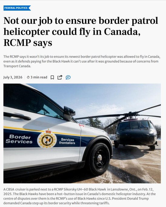 bcbluecon's tweet photo. Michael Duheme is in Mark Carney's back pocket. 

Demand he explain why the RCMP made this Black Hawk deal and how he could have been so grossly incompetent spending Canadian taxpayers money to appease his Liberal boss. https://t.co/YhfyjxO6P3