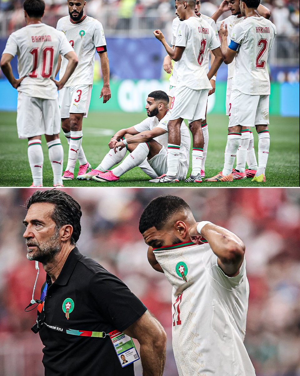 ESPNFC's tweet photo. Morocco's standout striker Ismael Saibari was emotional after subbing off with an injury 💔

He was the only player other than Messi that scored in every group stage game. https://t.co/QZ86QSMwvI