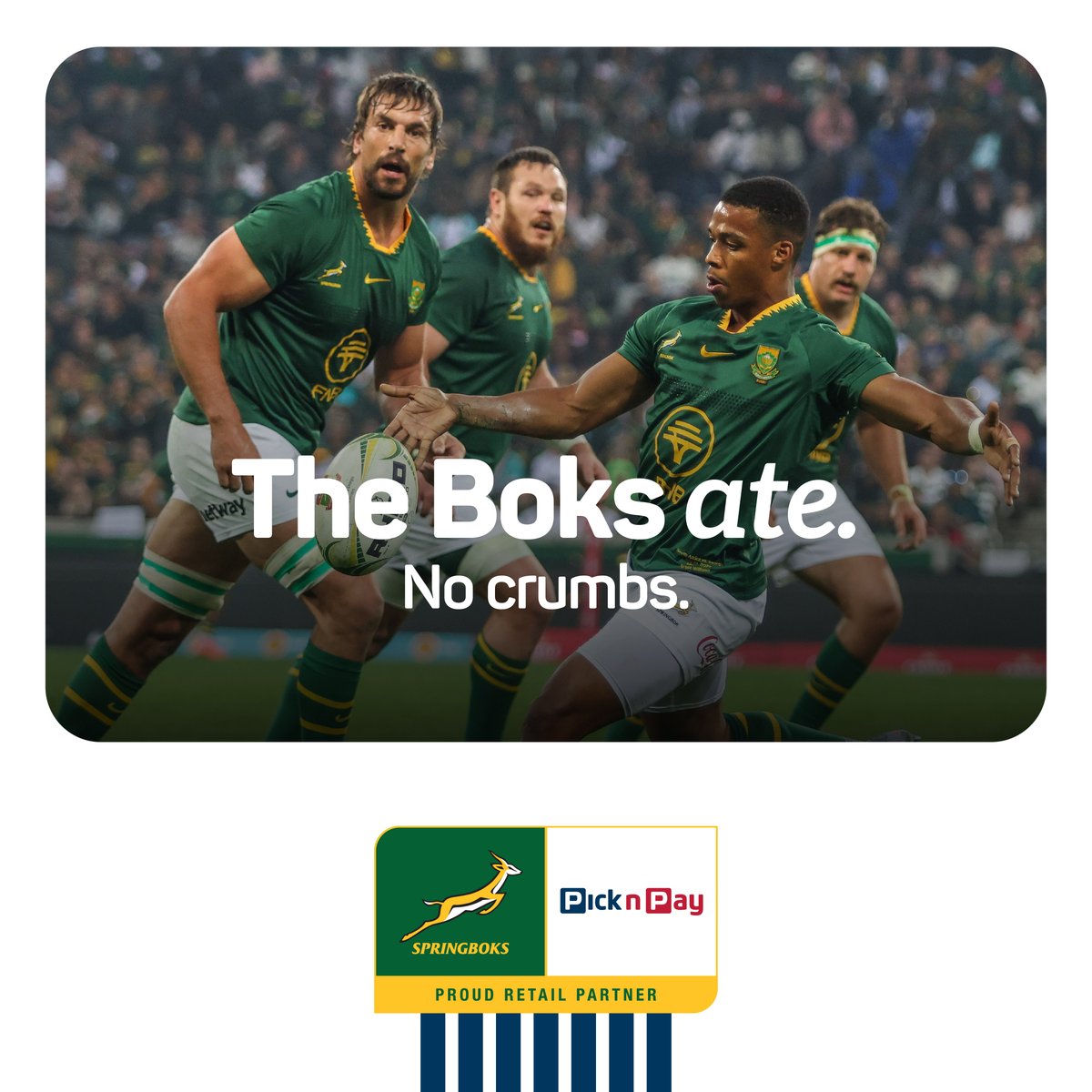 picknpayhyper's tweet photo. Yho, yho. The Boks were doing the things today. π βThatβs how we show up. πͺπ₯ β
Nou gaan ons braai. Shop in-store, online, and on @picknpayasap for all your match day supplies - https://t.co/3s16SMCgmB
β
#PicknPay #ComeHomeToPicknPay #Springboks #GreenAndGold #EatLikeAChampion https://t.co/XIkwtoyXcr