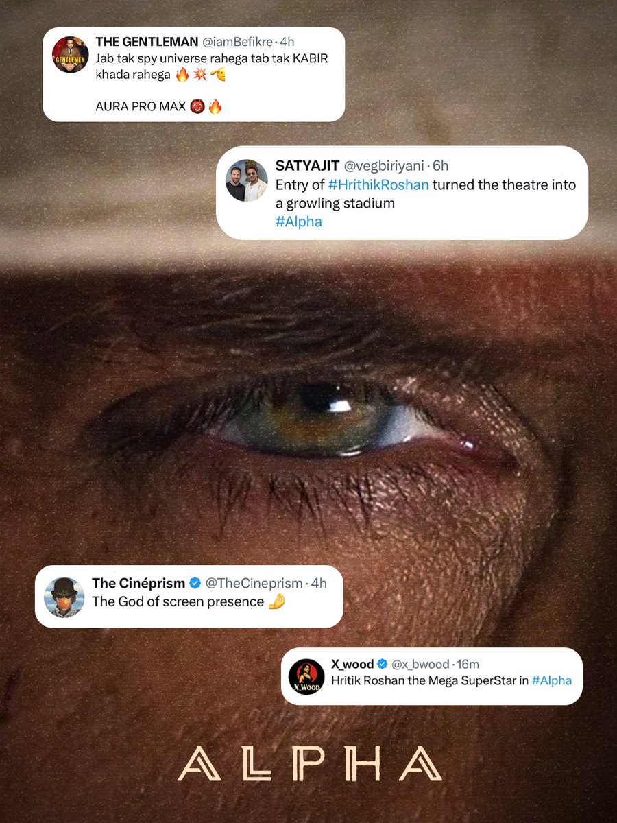 HrfcTamilnadu's tweet photo. Hrithik Roshan in #Alpha = pure theatre explosion.
Not a cameo, an event.
The aura, the eyes, the entry! Everything screams SCREEN PRESENCE. 🔥

#HrithikRoshan #Alpha #HRFCTamilnadu https://t.co/E6dYauOXk0