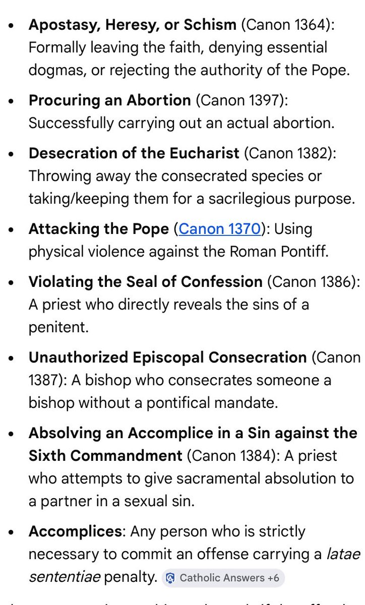 uchchris's tweet photo. @PolDlokay @De_gr8t001 Excommunication is not a weapon to be wielded against anything you do not like. Latae sententiae excomm. is only required for only a very short list of very specific offenses. Liturgical abuse isn’t one of them. So stop bringing it up at every opportunity. https://t.co/dkC1F9IgMd