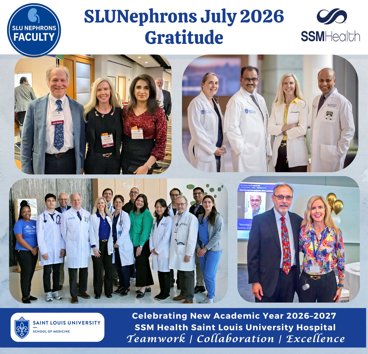KristaLentine's tweet photo. 🔭 “If I have seen further, it is by standing on the shoulders of giants.” — Isaac Newton
 🤲🏽 Honored to begin serving as Division Director of #Nephrology at @SSMHealthSTL, effective July 1.
 
 🔵 More than 20 years ago, I joined @slusom as my first faculty appointment after completing fellowship training at @StanfordMed. Moving from the West Coast to the Midwest was a leap of faith, inspired by the opportunity to build a career devoted to improving the lives of people with #KidneyDisease through patient care, research, education, and innovation.
 
 🏥 Over the past two decades, I have had the privilege of working to advance the field of kidney #transplantation, particularly through research and policy focused on improving long-term outcomes for #LivingDonors and #Transplant patients. None of this would have been possible without the extraordinary mentors, colleagues, trainees, collaborators, research participants, and patients who have inspired, challenged, and trusted me along the way.
 
 🤝🏽 Dr. #KevinMartin’s three decades of leadership established a culture of excellence in clinical care, education, and research that continues to define our Division today. More recently, #JohnEdwards guided our Division with wisdom, integrity, and humility while making pioneering scientific contributions that transform understanding of #APOL1-associated kidney disease 🧬. I am forever grateful for Dr. Edwards' mentorship, friendship, and example, and we look forward to celebrating his remarkable career at a Festschrift in 2027.
 
 🙏🏽 I am also deeply grateful for the guiding leadership of our Chair, @RaviNayakMD , who sets a tone of engagement and excellence throughout our Department; for the support of leadership across @SSMHealth and @SLU_Official; and for the collegiality and dedication across our #InternalMedicine Department faculty and staff.
 
 💫 As we look to the future, I am excited to work alongside our exceptional faculty, fellows, APPs, nurses, coordinators, researchers, and staff to build on this extraordinary foundation. Together, we will continue advancing outstanding patient care, educating the next generation of nephrologists, expanding scientific discovery, and improving the lives of patients with kidney disease and those touched by organ donation and transplantation.🤝🏽 @slunephrons | @AlizaAnwarMemo1 | @renginels | @KanaHelloKidney | @nephrom | @MowaffaqSaid | @AbualrubFadee➕ Many More🤝🏽
 
 🙏🏽 Thank You to everyone who has encouraged, challenged, mentored, and supported me throughout this journey. It is a privilege to serve this remarkable team, and I look forward to the work ahead.
 
 🌟 #Nephrology #InternalMedicine #AcademicMedicine #Mentorship #Collaboration #Teamwork 💙💚🩺